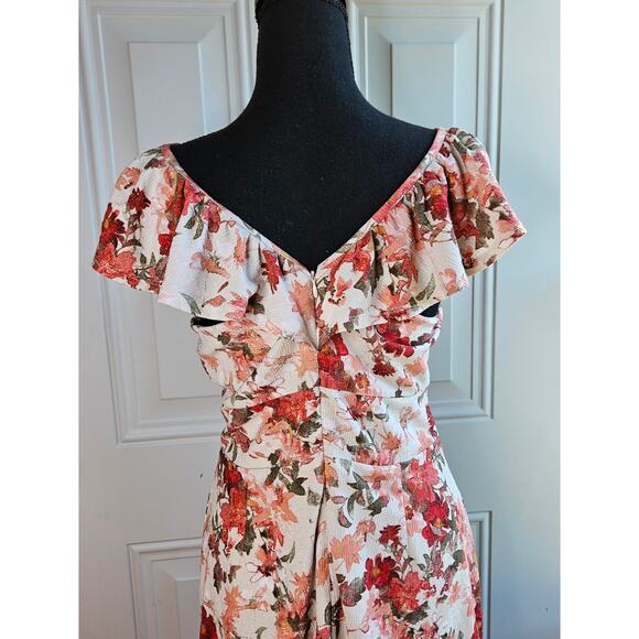 CATO Spring Floral Dress Size Medium Gorgeous Feminine Flutter Sleeve V Neck - Picture 5 of 12